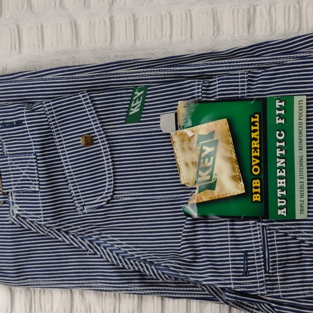 Key Brand Striped Overalls Big and Tall